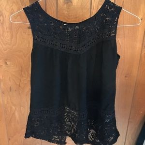 Black open back tank top